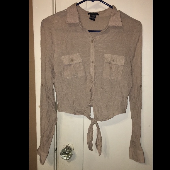 Long sleeve button up crop top