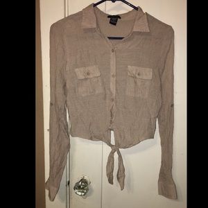 Long sleeve button up crop top