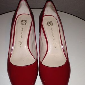 Red Patent Leather Low Pump Heel