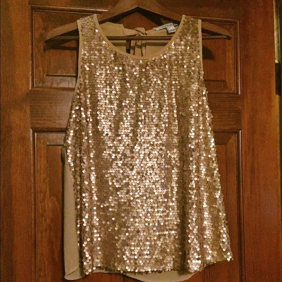 Gold sequined tie back top