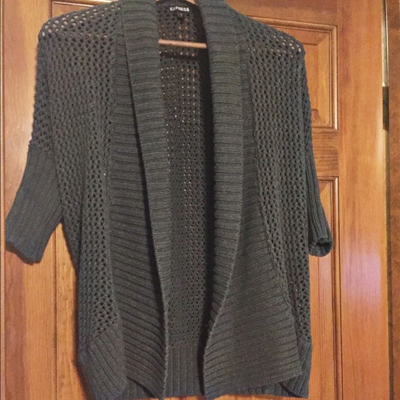 Grey open weave cardigan