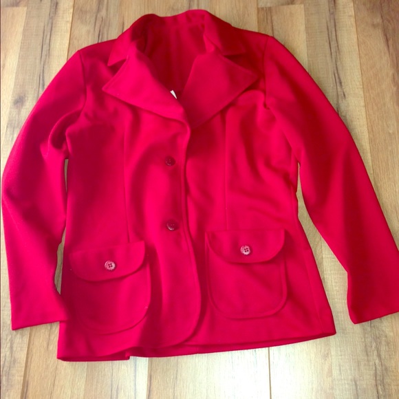 VINTAGE red polyester jacket with front pockets - Picture 1 of 1