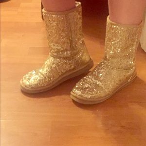 Gold Sequin Short Winter Boots