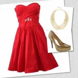 BCBGeneration Parade Gold Candie Glitter Pumps sz8