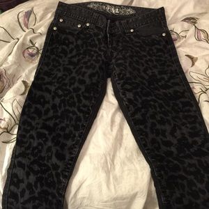 Black leopard print pants