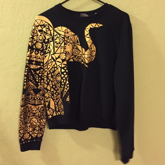Gold Foil Elephant Crew Neck