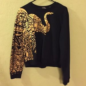 Gold Foil Elephant Crew Neck