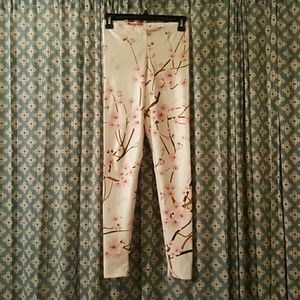 White Cherry Blossom Leggings Blackmilk Clothing