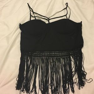 Forever 21 fringe crop top size large