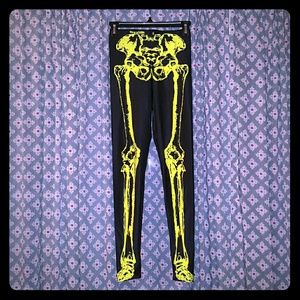 Leg Bones Neon Yellow Leggings Blackmilk Clothing
