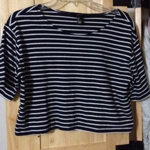 Blue and white striped crop top