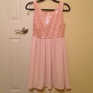 Light pink sequined low back dress