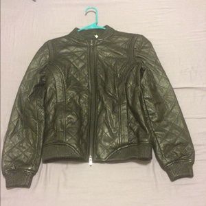 NWOT Black leather bomber jacket
