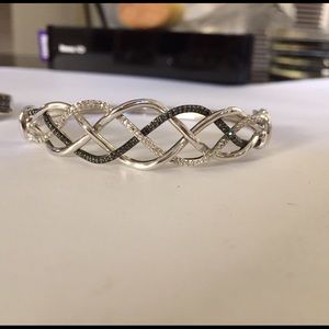 Bangle with white and black diamond accents