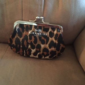 Coach leopard coin bag