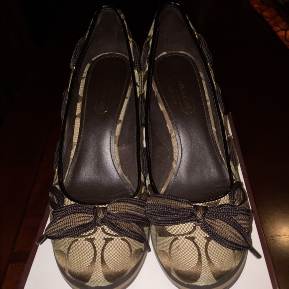 Price just lowered!!!! Authentic Coach Wedge Heels - Picture 3 of 4