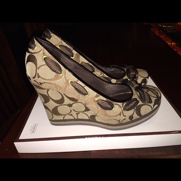 Price just lowered!!!! Authentic Coach Wedge Heels - Picture 4 of 4