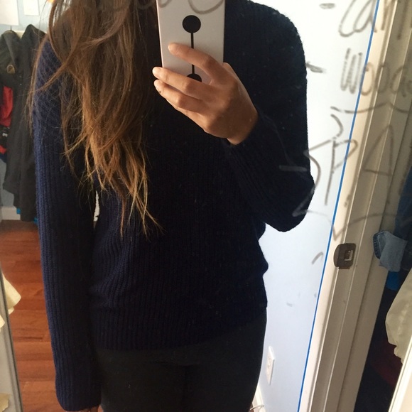 🌟Sold on Merc🌟 F21 Navy Blue Waffle Knit Sweater - Picture 2 of 2