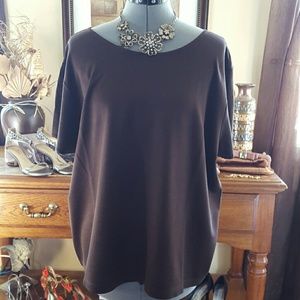 Silky Brown Short Sleeve Top