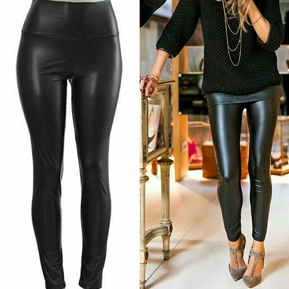 Boutique  Pants - Black faux leather leggings high waisted New Sexy