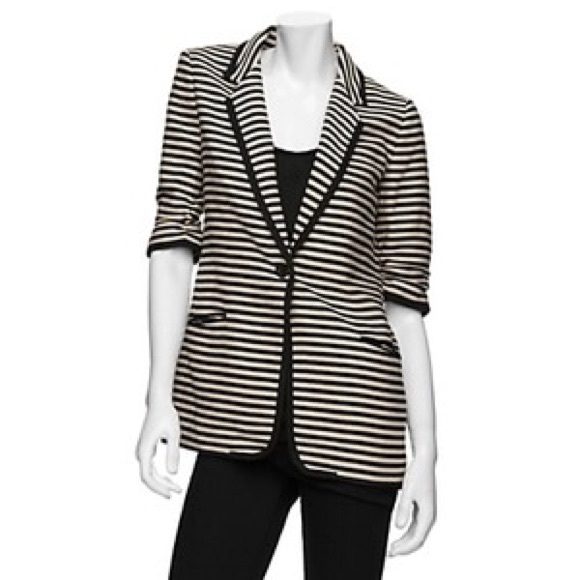 Elizabeth and James Black and White Striped Blazer
