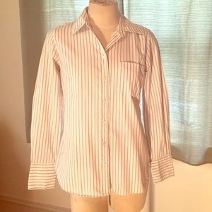 J. Crew cotton shirt, white with blue pinstripes