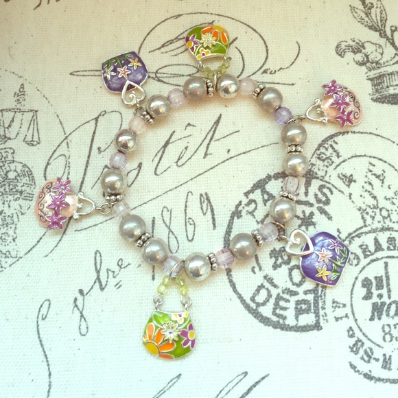 bracelet with beads and  charms with flowers!