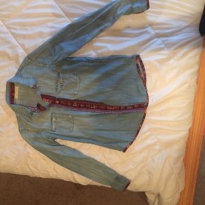 Jean button up w/ colorful accent