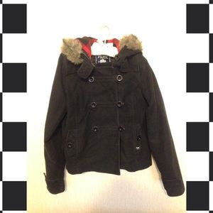 PINK Victoria's Secret black and flannel peacoat