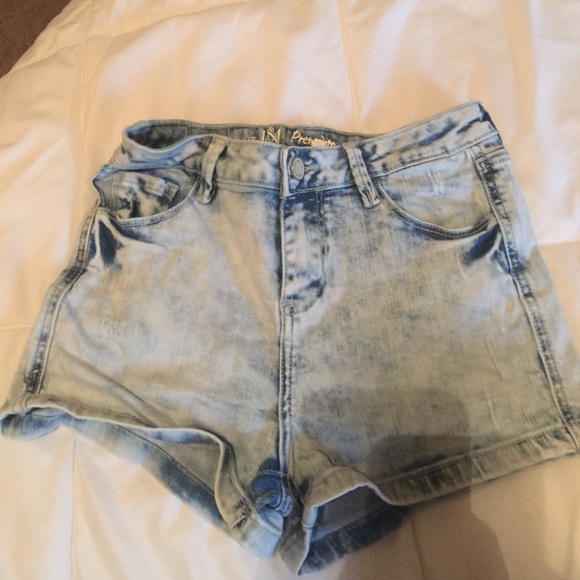 Acid wash high waisted shorts