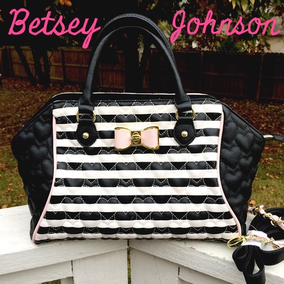 Betsey Johnson Handbags - Betsey Johnson Be My Bow Satchel w/Quilted Hearts