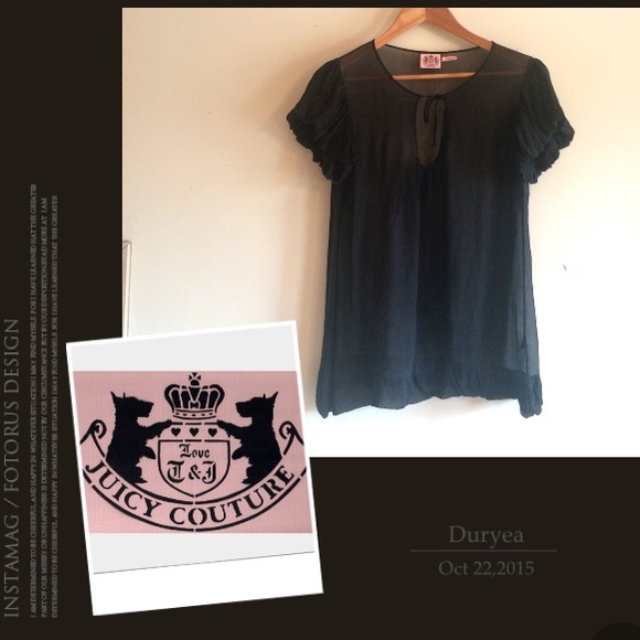 Juicy Couture Tops - Juicy Couture Black Sheer Silk Pullover
