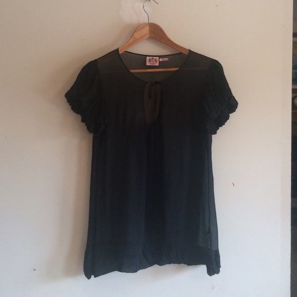 Juicy Couture Black Sheer Silk Pullover - Picture 4 of 4
