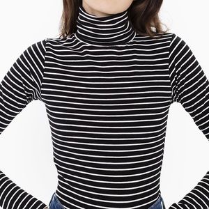 Stripe Cotton Long Sleeve Turtleneck