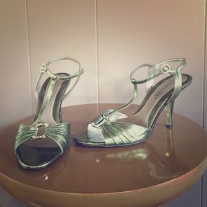 Nine West Metallic Green Heels