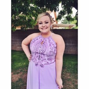 Halter prom dress in purple