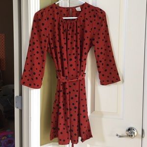 Gorgeous red dress with black dots- worn once!