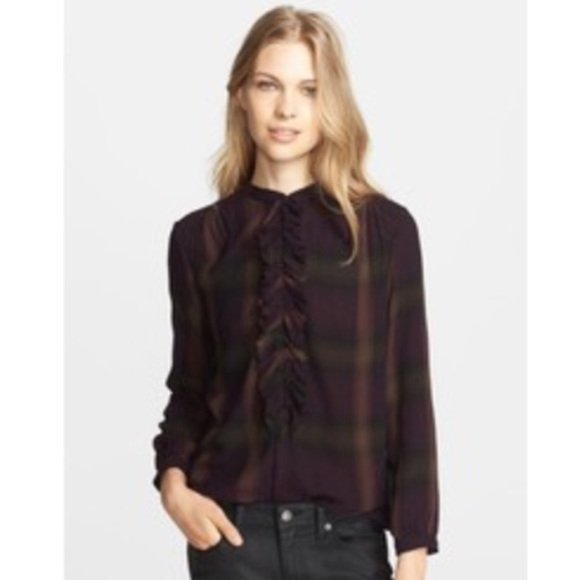 Burberry Tops - 🎉HP🎉 FINAL PRICE Burberry Purple Plaid Shirt