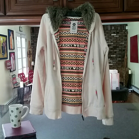 Roxy zip up hoodie with aztec and fur