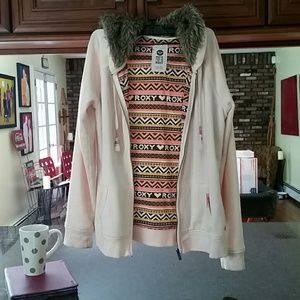 Roxy zip up hoodie with aztec and fur