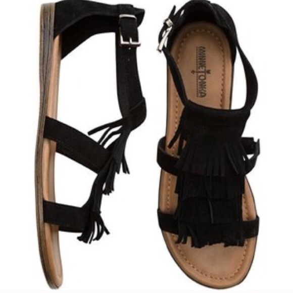 Maui Minnetonka Black Fringe Sandal