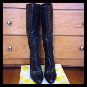 Gianni Bini black/slate leather knee high boots