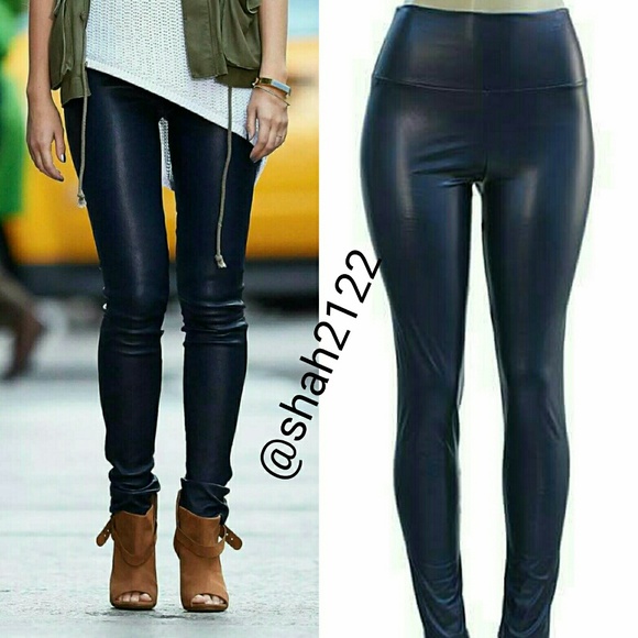 Boutique  Pants - Faux leather legging high waisted Navy New sexy