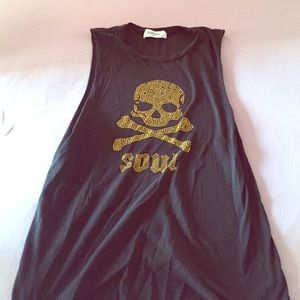 Soul rhinestone skull tank