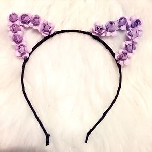 Purple floral cat ears flower headband