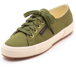 Man Repeller Superga Sneakers in Olive Satin