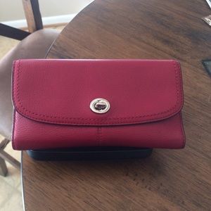 Red leather coach wallet