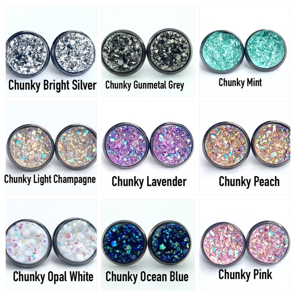 3 for 15🎀 gunmetal Druzy style earrings - Picture 2 of 5