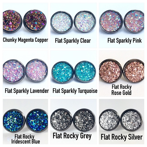 3 for 15🎀 gunmetal Druzy style earrings - Picture 3 of 5