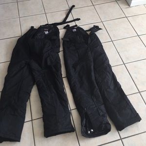 2 unisex front zip bib ski pants